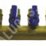 Коллектор с кранами латунь 4 выхода (синий) 3/4-16ц.